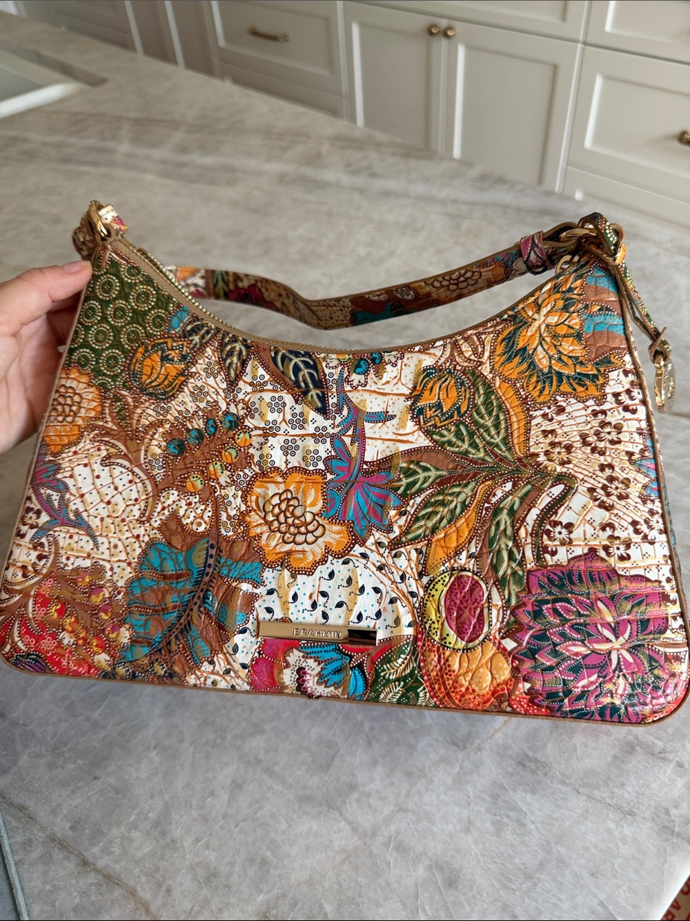 Brahmin Floral Patchwork Shoulder Bag in Multicolor